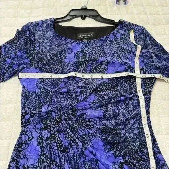 Connected Black Purple Blue Short‎ Sleeve Stretch Sheath Dress Washable 6 - Picture 3 of 4